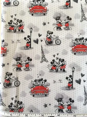 Mickey Mouse In Paris Polycotton Fabric By The Yard 58''/59'' Wide • $11.99