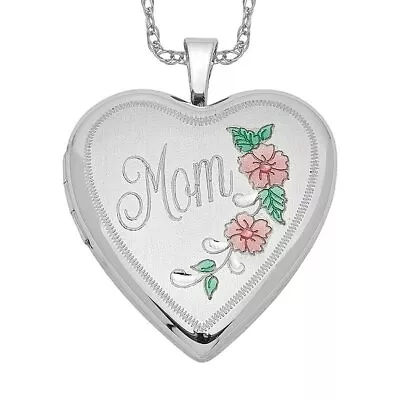 925 Sterling Silver Flower Mom Heart Love Personalized Photo Locket Necklace ... • $199