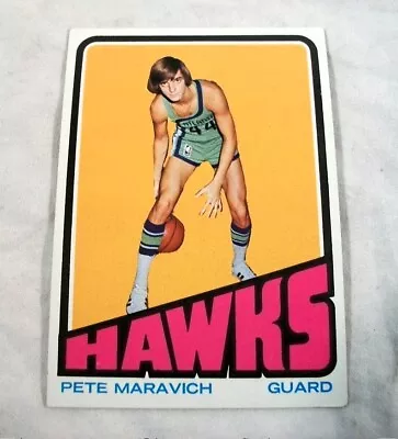 Vintage Pete Maravich 1972 Topps NBA Basketball Card #5 Atlanta Hawks • $24