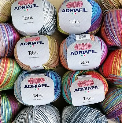 50g BALLS NEW ADRIAFIL TETRIS 100% COTTON FANCY YARN Knits As 4ply • £5.50