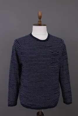 J.Crew Blue Striped Crew Neck Knit Sweater Size M • $37.50