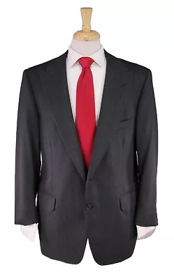 Oxxford Bespoke Gray/Black Knit Woven Peak Lapel 2-Btn Wool Suit 42R • $249