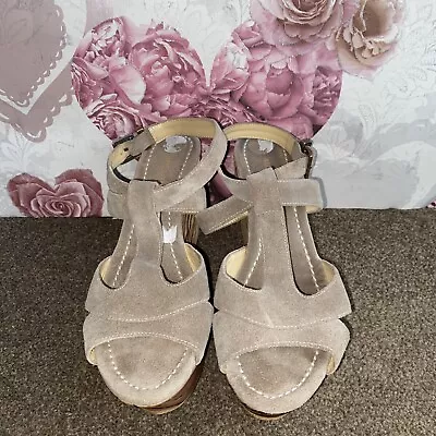 Miss Sixty Suede Shoes Platform Wedge Taupe  90s  UK 3 Retro #loveisland Vibes • £5