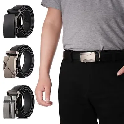 Men Belt Fashion Automatic Buckle Belts Leather Belts Waist Ratchet Waistband • $9.14