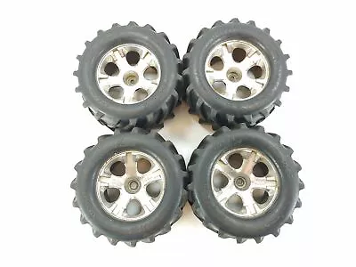 4x Traxxas Stampede 4x4 Maxx 2.8 1/10 Monster Truck Tires & 12mm Hex Wheels Used • $37.99