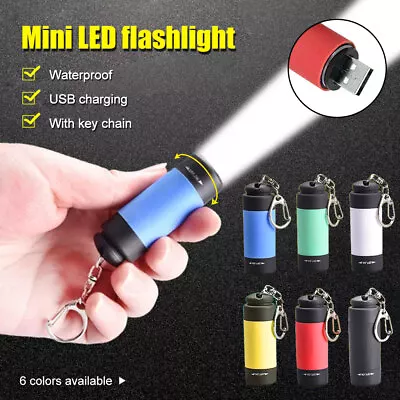 Rechargeable USB LED Light Flashlight Lamp Mini Torch Pocket Keychain Waterproof • $1.99