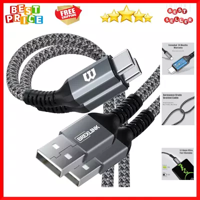 BrexLink USB C Cable 2 Pack USB Type C To USB A Charger (6.6ft/2M Grey) | New  • $19.49