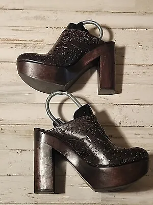 VERA WANG Shoes Women's Size 8.5 M Platform Wooden Clogs Brow LAVENDER LABEL • $49.99