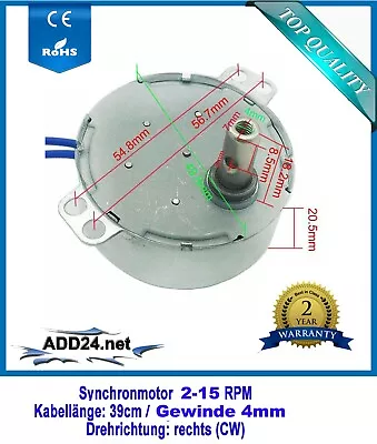 Synchronous Motor Pyramid Motor AC 230V (2; 5; 10; 15 RPM/TYC CW / KTYZ CW CCW) • $8.41