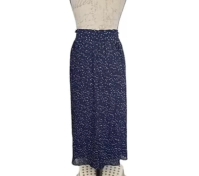 Loft Womens Skirt Accordion Polka Dots Maxi Blue Lined Long Stretch  Small Flaw • $16.16