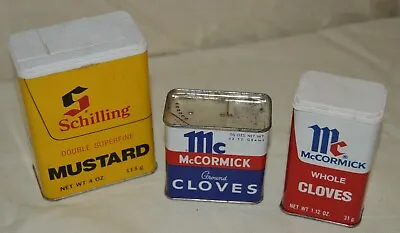 Vintage McCormick Cloves Tin-Current McCormick Cloves & Schilling Mustard Tin • $2