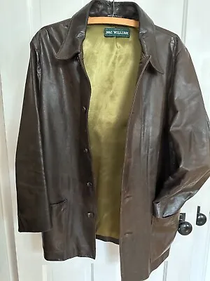 Vintage Men's Brown Leather Car Coat Jacket. Made In France. ~ Size 40 R • $65