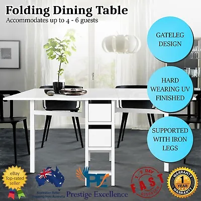 Dining Room Kitchen Gateleg Extendable Folding Dining Table With Storage Drawers • $181.16