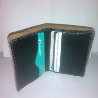 Men's Minimalist Vertical Bifold Wallet Blue Tiger Thread Cash/Cards Hobo Style • $6