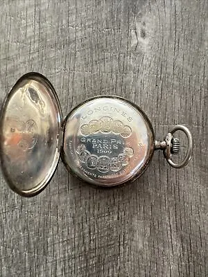 Antique Longines 0900 Silver Pocket Watch Paris Grand Prix 1900 Case Vintage • $299.99