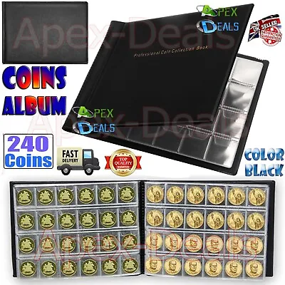 240 Coin Collection Album Money Storage Case Holder Coin Collecting Book Folder. • £4.79