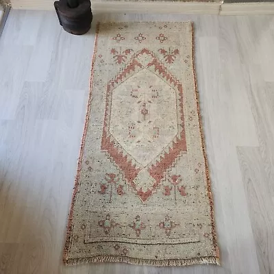 Vintage Turkish Muted Runner RugBohemia Hallway RugOushak Runner Rug • $261.80