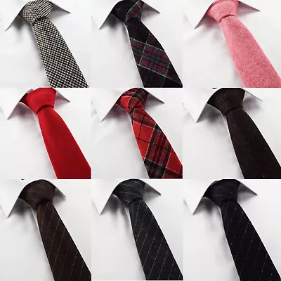 £5.59 • Buy Mens Wool Tie Tweed Scottish Tartan Skinny Slim Yarn Checked Plaid Stripe