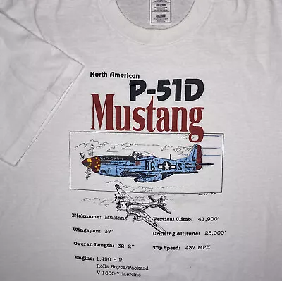 Vintage Mustang P-51D T-Shirt North American 1993 Graphic Tee 90s Retro XL USA  • $29.99