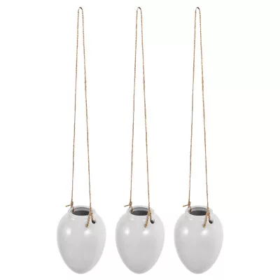  9 Pcs White Ceramics Hanging Flowerpot Outdoor Plant Pots Wall Planter • £57.99