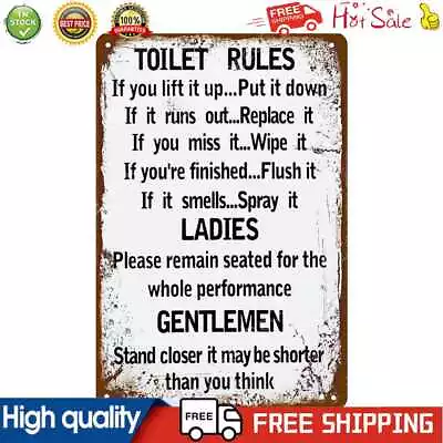 Toilet Rules Metal Plate Poster Bar Pub Tin Plaques Vintage Painting Wall Signs • $11.65