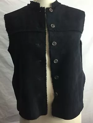 Valerie Stevens Women's Faux Suede Vest Size Petite M Faux Fur Lining #R19H • $8.99