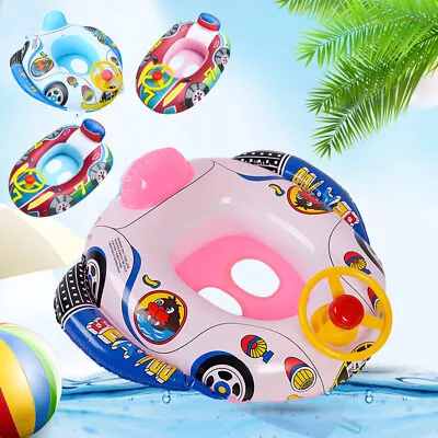 UK Inflatable Car Baby Swimming Ring Toddler Pool Float Seat Boat Kids Toy Water • £7.58