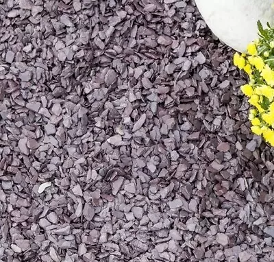 PLUM And BLUE SLATE Mini Mulch CRAFT GARDEN CHIPPINGS DECORATIVE GRAVEL-20KG BAG • £24.99