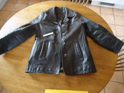 Jacket Oakwood Leather Long 3/4 Noted Large Size 38/40? Woman? Man? Mixed ? • £71.89