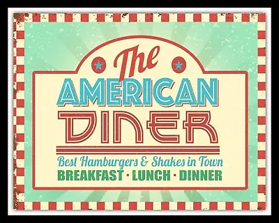 The American Diner Breakfast Lunch Dinner Cafe Restaurant Metal Plaque Sign 659 • £4.99