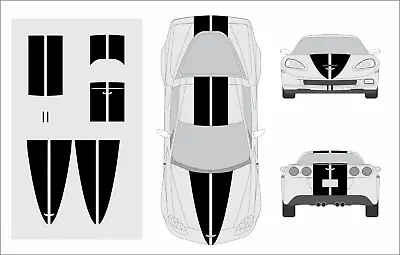 Dual 12  Racing Stripes Self Healing Vinyl Fits Chevy Corvette C6 ZR1 2005 To 13 • $103.95