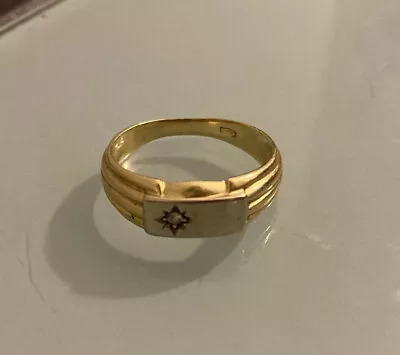 £470 • Buy 750 18k Solid Gold Italian Mens Diamond Signet Ring Vintage Band Anello Oro