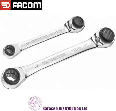 Facom Metric Multi-opening Straight Ratchet Ring Wrench Set - 64c.j2 • £41.95