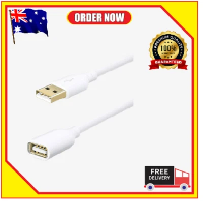 $16.19 • Buy 10Ft 3m USB 2.0 Extension Cable A Male To A Female Charging Syncing USB White-Au