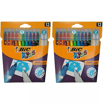 £9.99 • Buy 2 X Bic Kids Magic Felt Tipped Pens Set Of 12 Colour Change Colouring Medium Tip