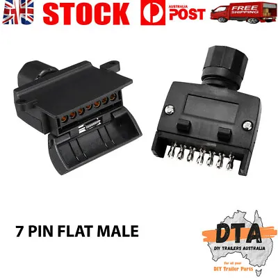 $13.99 • Buy 7 Pin Flat Trailer Plug Male Socket Caravan Boat Adaptor Connector Power Cord 