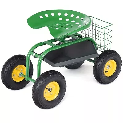 1 Pack Heavy Duty Garden Cart Rolling Work Seat Gardening Planting W/ Tool Tray • $65.99