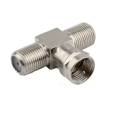 RF Coax Adapter Connector F Male Plug To 2 X Female Jack T Type Splitter 3 Way • £2.39