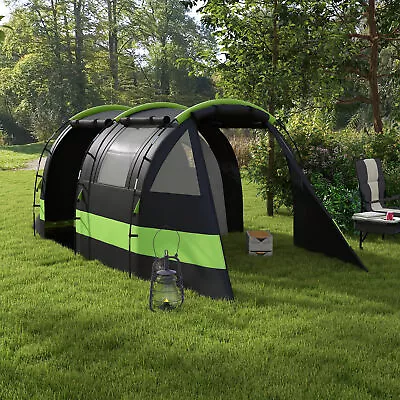 4-5 Person Camping Tent Blackout Tent With Bedroom And Living Room Black • £139.99