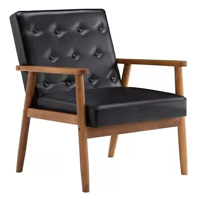 (75 X 69 X 84)cm Retro Modern Wooden Single ChairBlack PU • $118.68