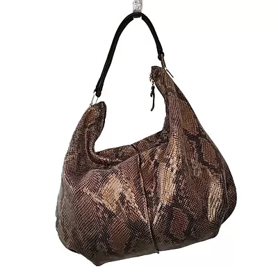 GILI Leather Hobo Natural Python Snakeskin Pattern XL Double Zippered  • $37.77