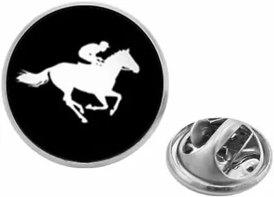 HORSE RACING Black Lapel Pin Badge Brooch | FREE UK POSTAGE • £7.50