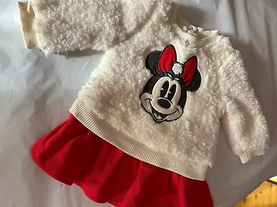 BNWOT Baby Girls3-6 Months Disney Minnie Mouse Furry Jumper Dress • £2.95