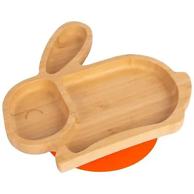 Tiny Dining Orange Rabbit Bamboo Baby Suction Plate Toddler Weaning Feeding Set • £15