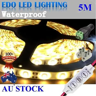 12V Warm White Flexible 5M 3528 SMD 300 Led Waterproof Led Strip Lights Car Boat • $13.95