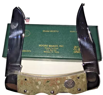 Custom Moore Maker 5214 UDLB Large Double Lock Back Knife Dupont Corian 2014 USA • $119.50