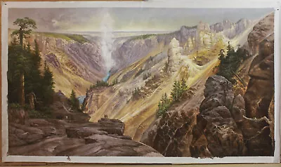 Repro Thomas Moran Landscape Oil Painting Grand Canyon Of The Yellowstone 40x72  • $399