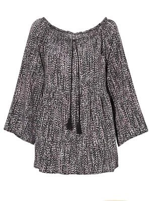 £12.99 • Buy Cellbes 100% Viscose 🌸 Black Pink Mix Tassel Tie Top 🌸 6/8 10/12 14/16 18/20 