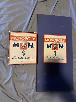 Vintage 1930 Monopoly Blue Game Box WWII PARKER BROTHERS INC Fair Condition • $40