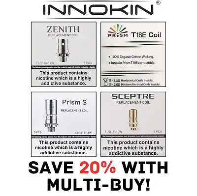 Innokin Vape Coils Prism S T18E T22E Zenith Z Sceptre Kit | Replacement Pack 5 • £6.74